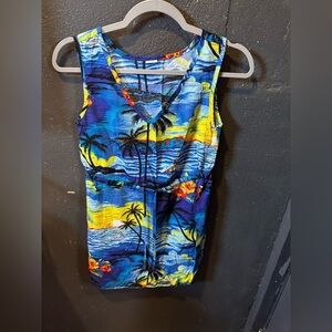 Palmwave Hawaii Tropical Blue Sleeveless Dress size Small